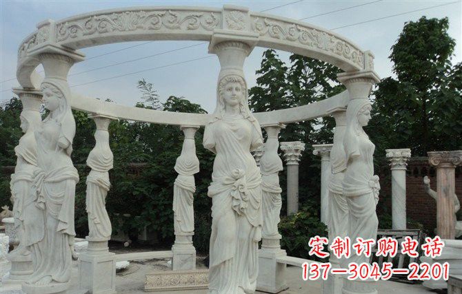 福建汉白玉欧式凉亭雕塑,尽享悠然凉意
