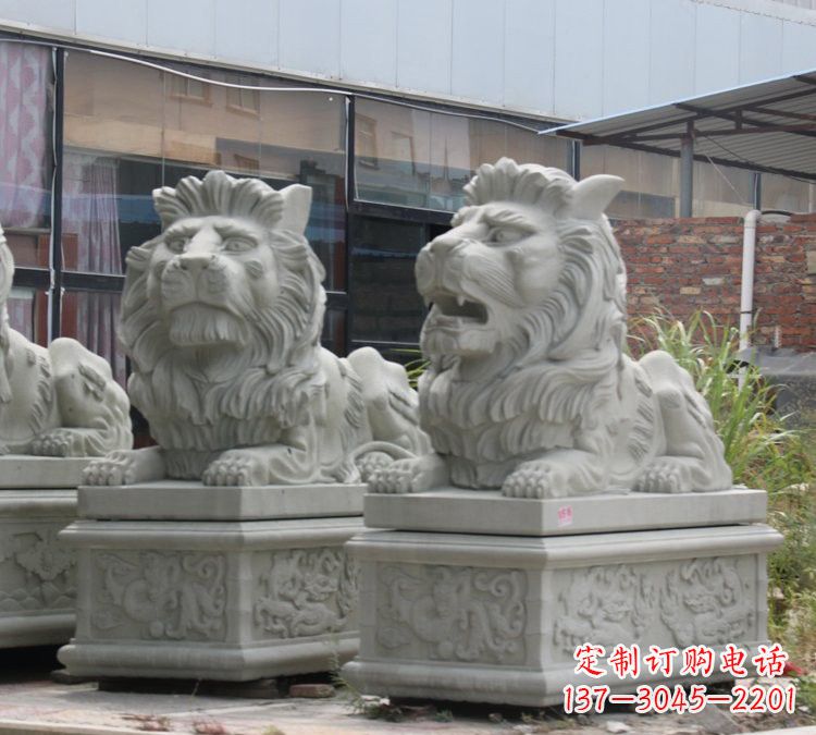 福建汉白玉狮子雕塑,欧式风格精美雕塑
