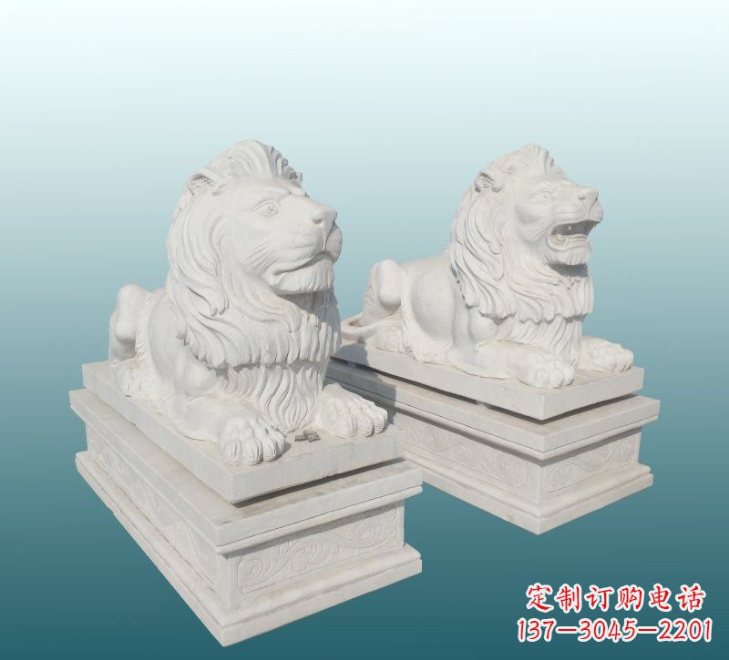 福建汉白玉狮子雕塑,来自中领雕塑精美设计