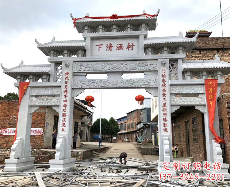 福建精美绝伦的汉白玉牌坊石雕