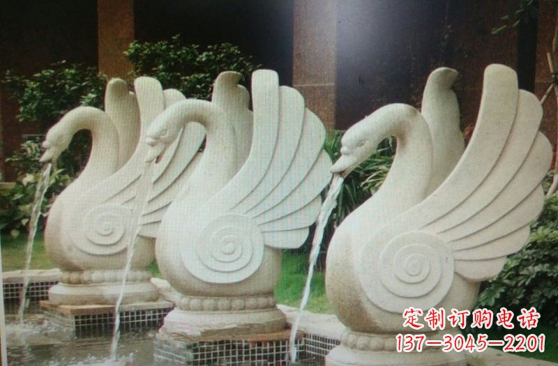 福建天鹅之美,汉白玉喷水天鹅石雕