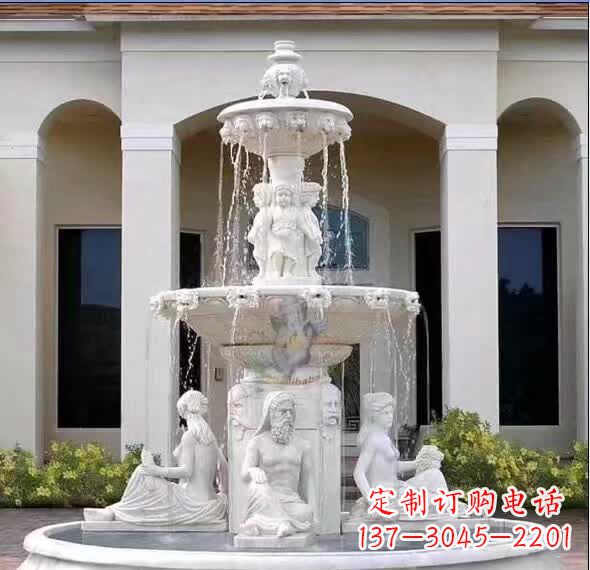 福建汉白玉精美完美的喷泉雕塑