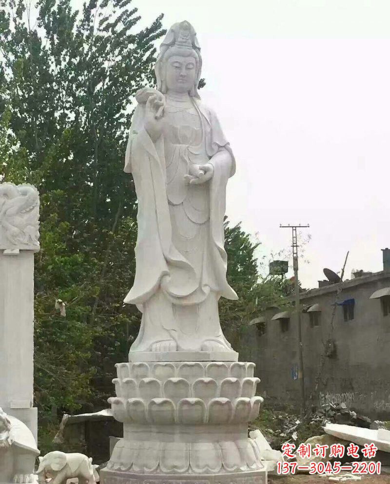 福建汉白玉洒水观音驻颜祥和