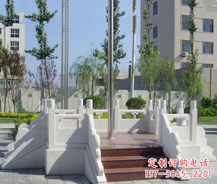 福建汉白玉升旗台校园石雕 (2)