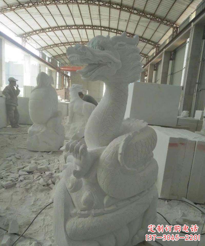 福建高品质汉白玉生肖龙雕塑