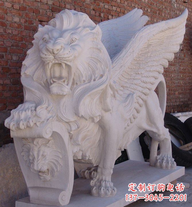 福建汉白玉圣马可飞狮石雕,精致品质保证