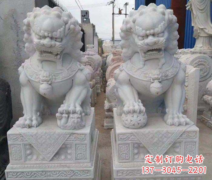 福建汉白玉狮子招财动物石雕