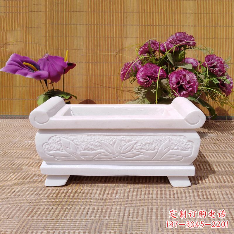 福建汉白玉石特色香炉雕塑