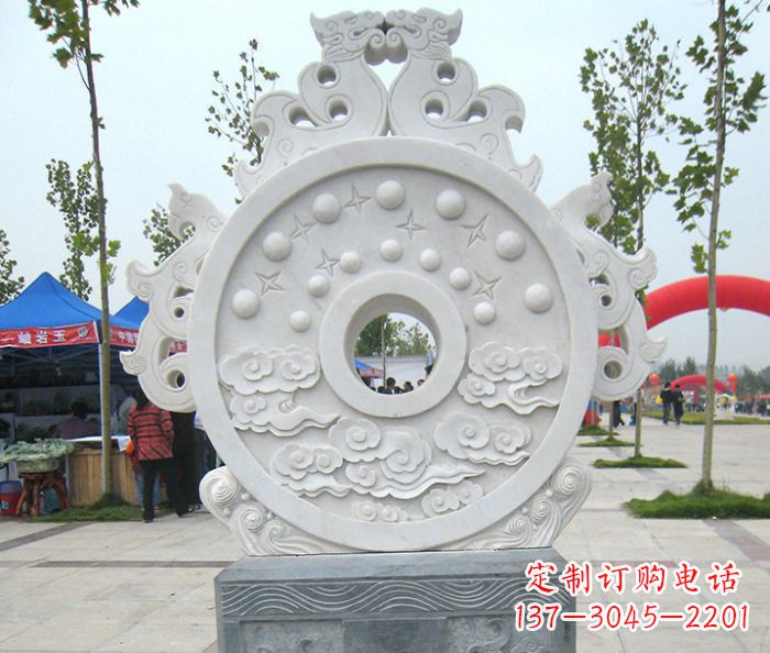 福建精雕细琢汉白玉双龙石门墩雕塑