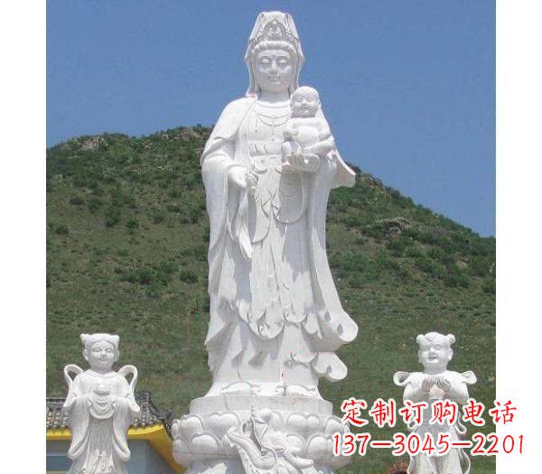 福建汉白玉观音善财童子龙女雕塑