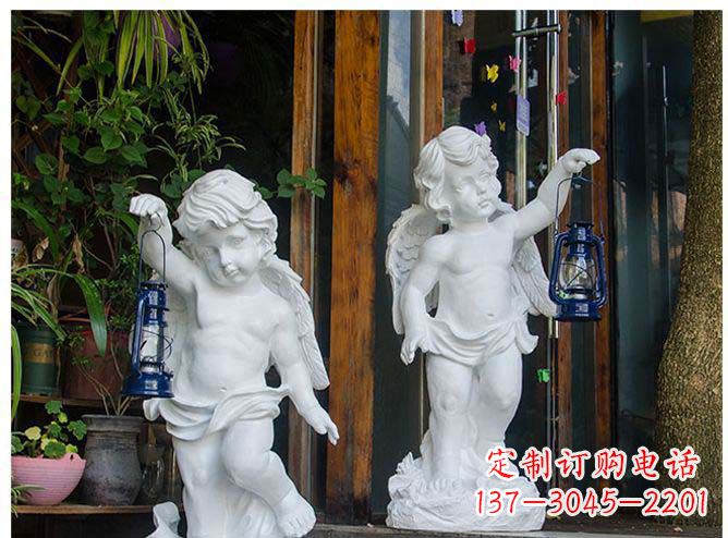 福建白玉天使雕塑,夜晚的灯火璀璨