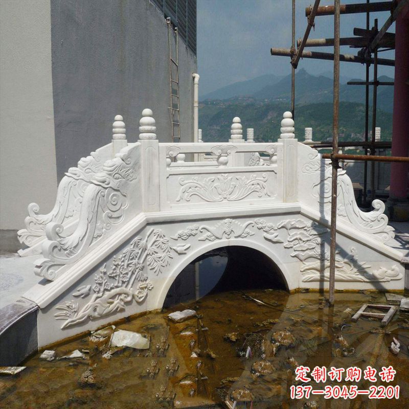 福建汉白玉庭院装饰石桥雕塑