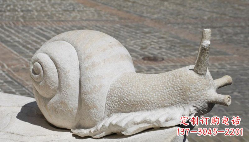 福建汉白玉蜗牛动物石雕
