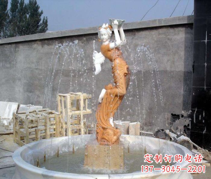 福建高端石膏西方人物公园喷泉雕塑