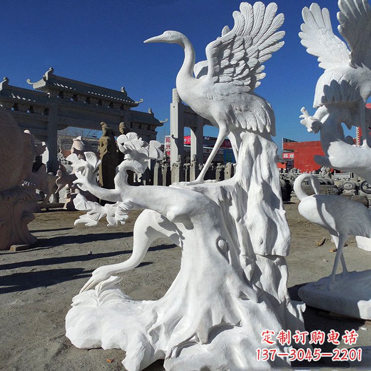福建汉白玉仙鹤景观石雕,让你的空间充满灵动之美