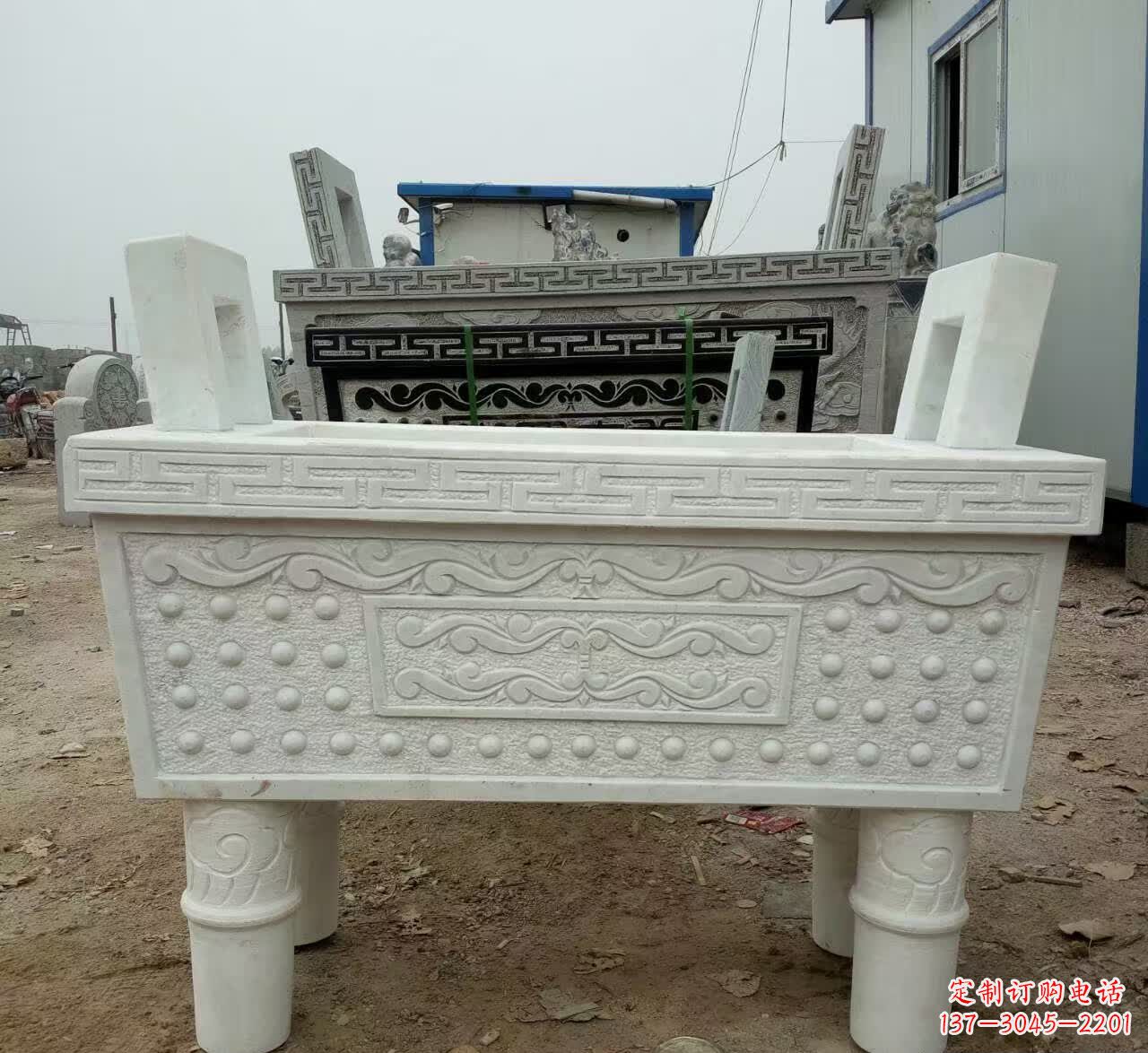 福建汉白玉香炉石雕定制