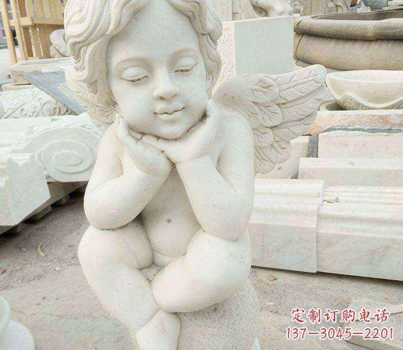 福建汉白玉小天使西方儿童石雕,让孩子们拥有属于自己的天使