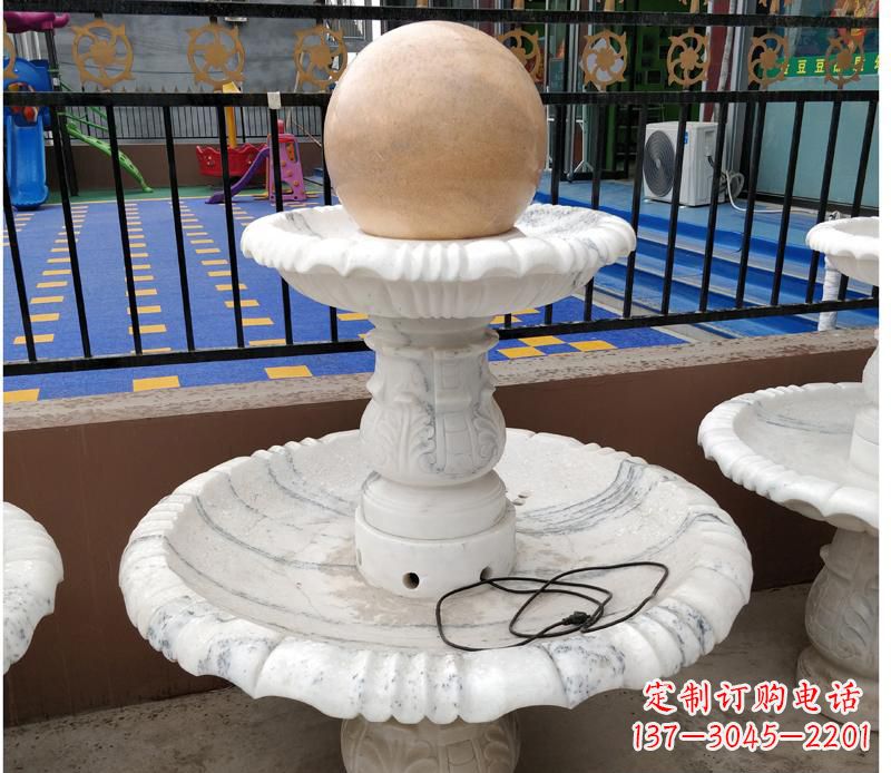 福建汉白玉小型风水球雕塑