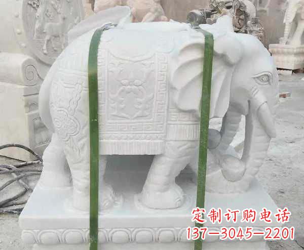 福建汉白玉招财大象石雕 (2)