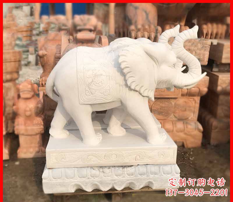 福建汉白玉招财大象石雕 (4)
