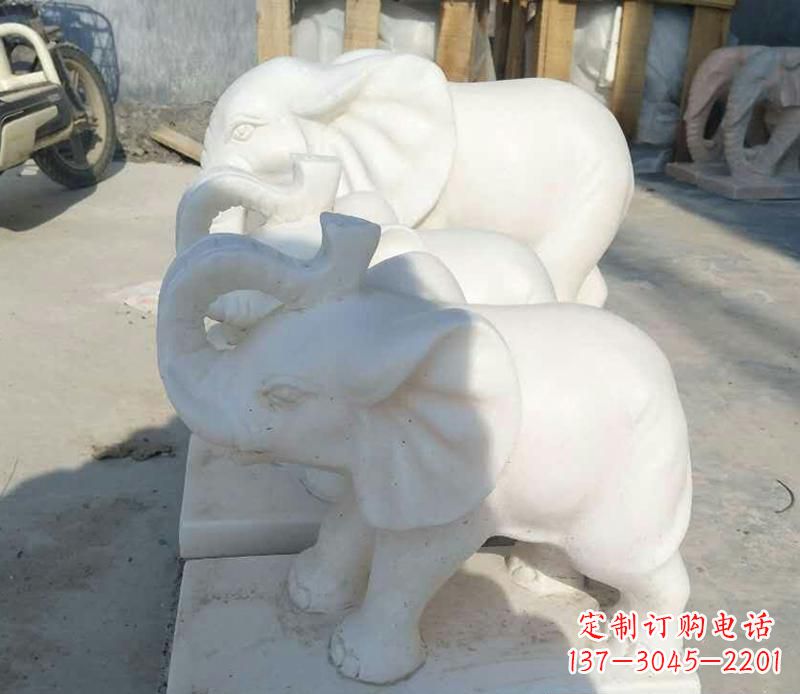 福建汉白玉招财小象雕塑