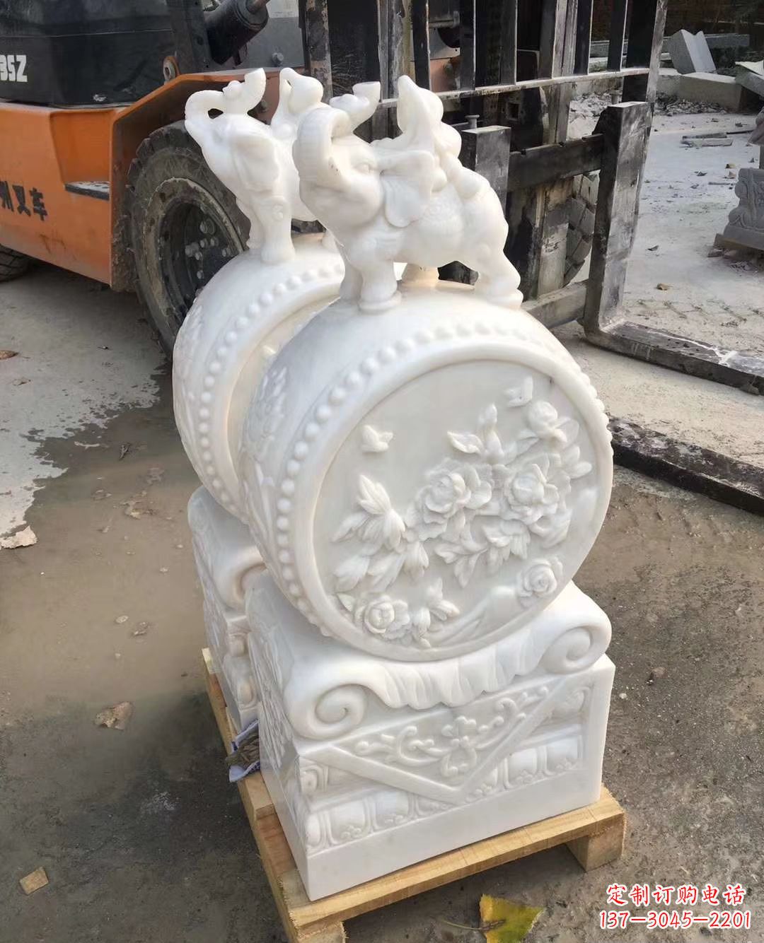 福建精致小象招财石门墩,树立你的百年吉祥