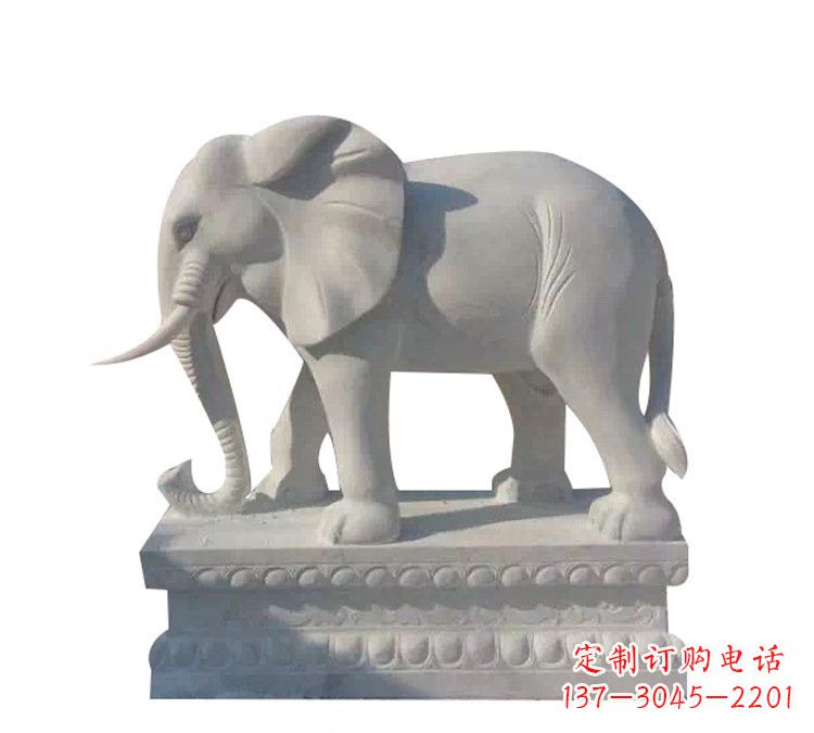 福建精美绝伦的汉白玉大象雕塑