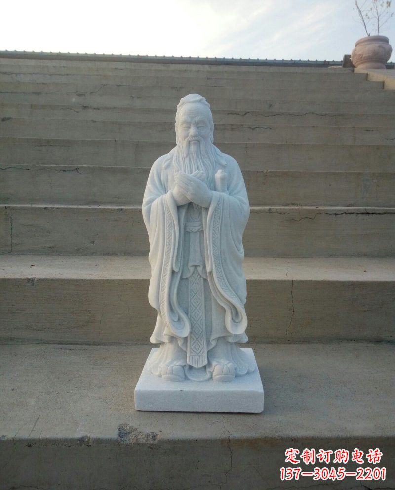 福建汉白玉孔子石雕,雕刻传承千百年文明