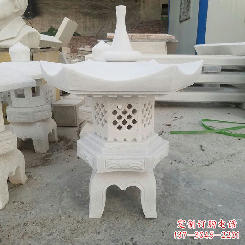 福建汉白玉中式石雕灯笼