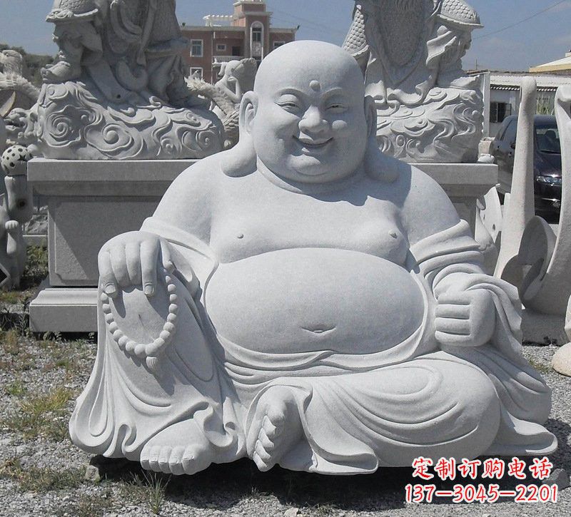 福建精美高雅的汉白玉弥勒佛雕像