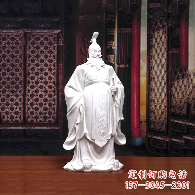 福建汉白玉石雕刻,高贵内敛的汉武帝刘彻汉雕像