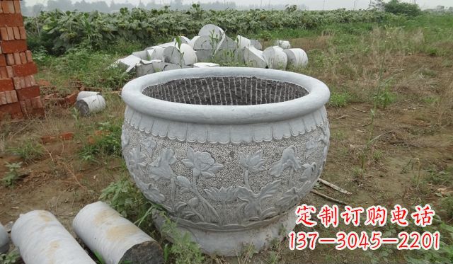 福建荷花花盆公园景观石雕,千般美妙一览无余