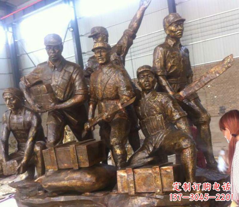 福建红军打仗铜雕