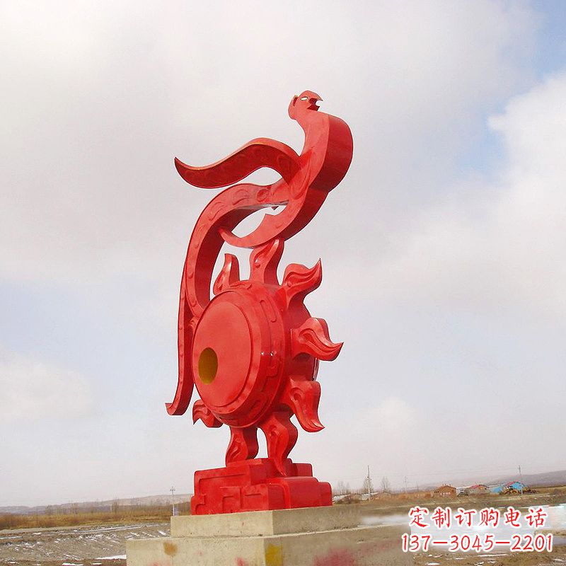 福建红色不锈钢凤凰雕塑,唤醒灵魂的美丽艺术