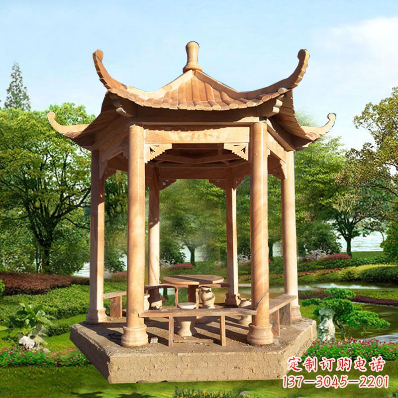 福建定制红色大理石凉亭,添精致品质生活