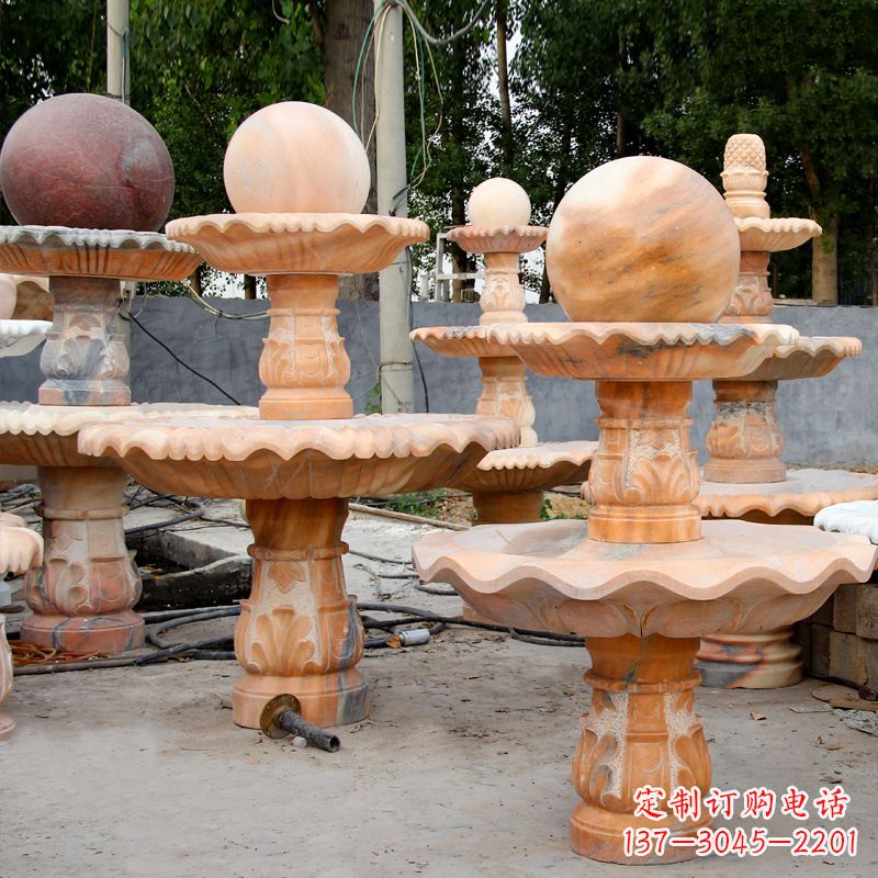 福建红锈石风水球图片