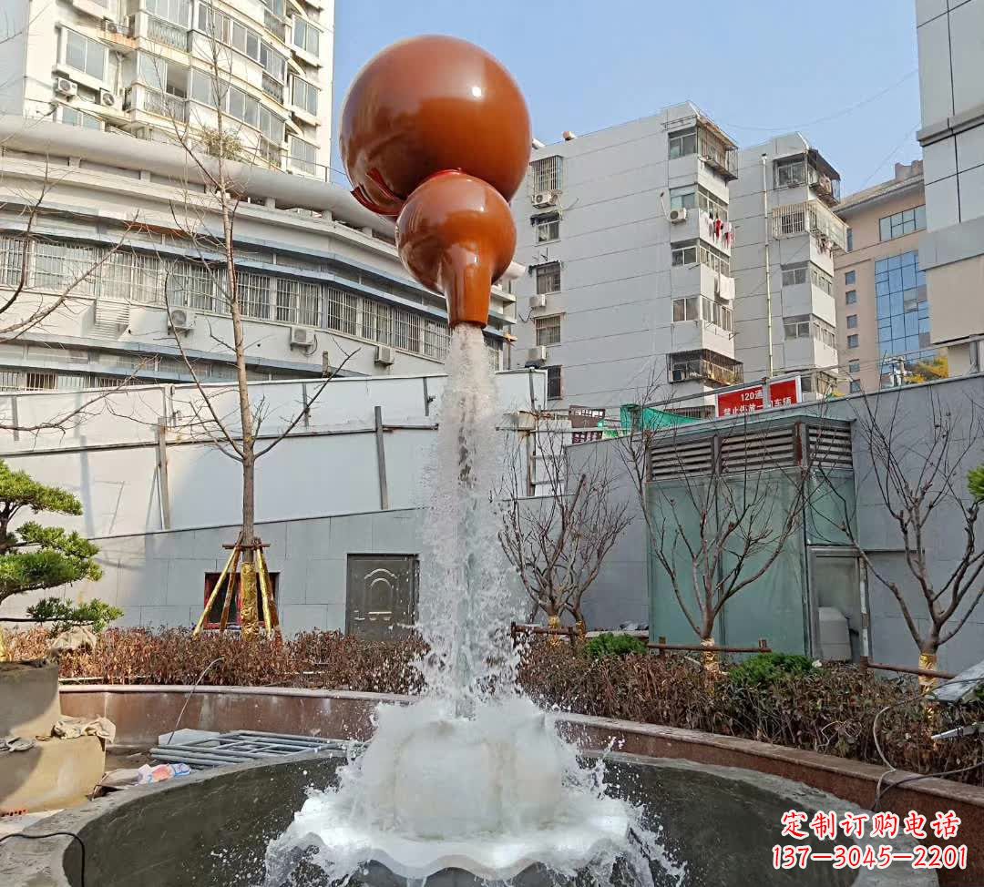 福建葫芦广场喷泉雕塑,精致唯美