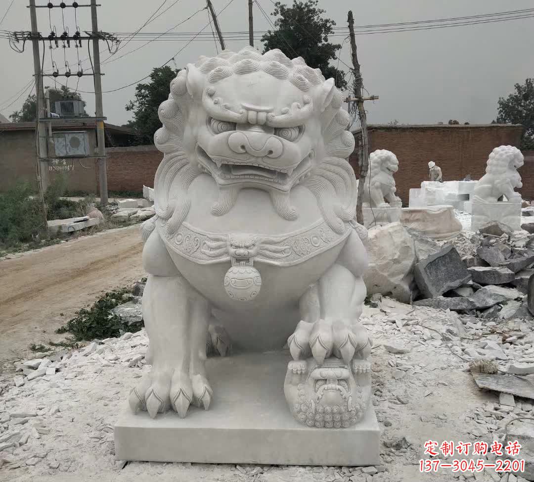 福建非凡威猛!来自中领雕塑的狮子踩球石雕