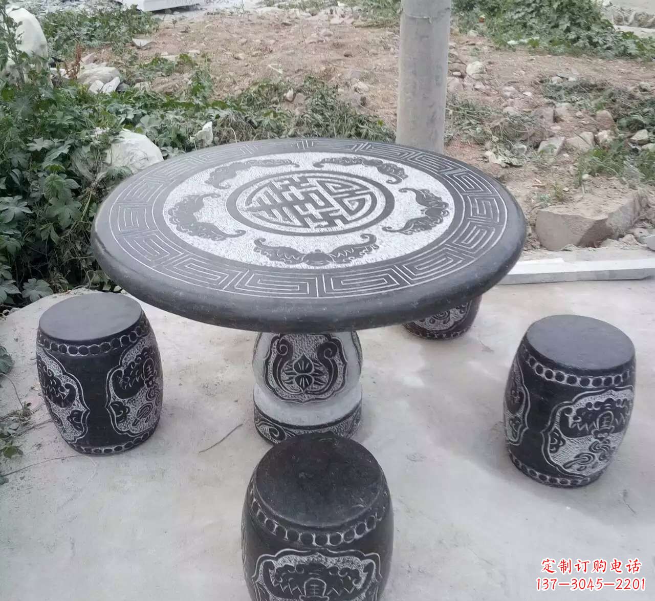 福建艺术化的室外石桌凳雕塑