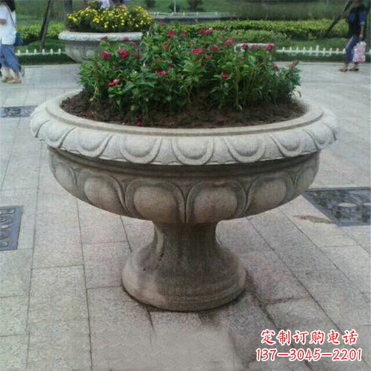 福建中领雕塑:精美花岗岩公园石雕花盆