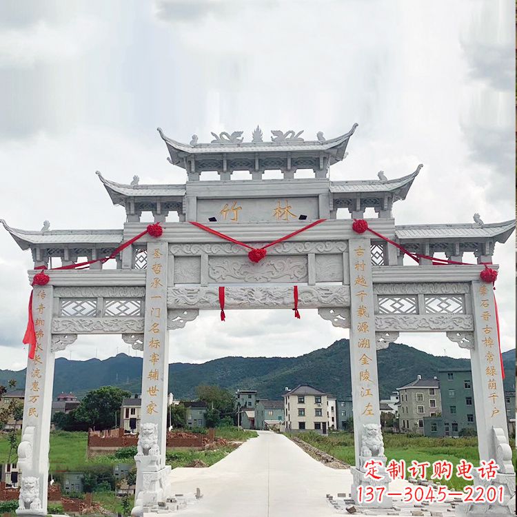 福建花岗岩三门石牌坊雕塑