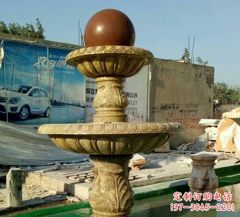 福建精美花岗岩双层风水球雕塑