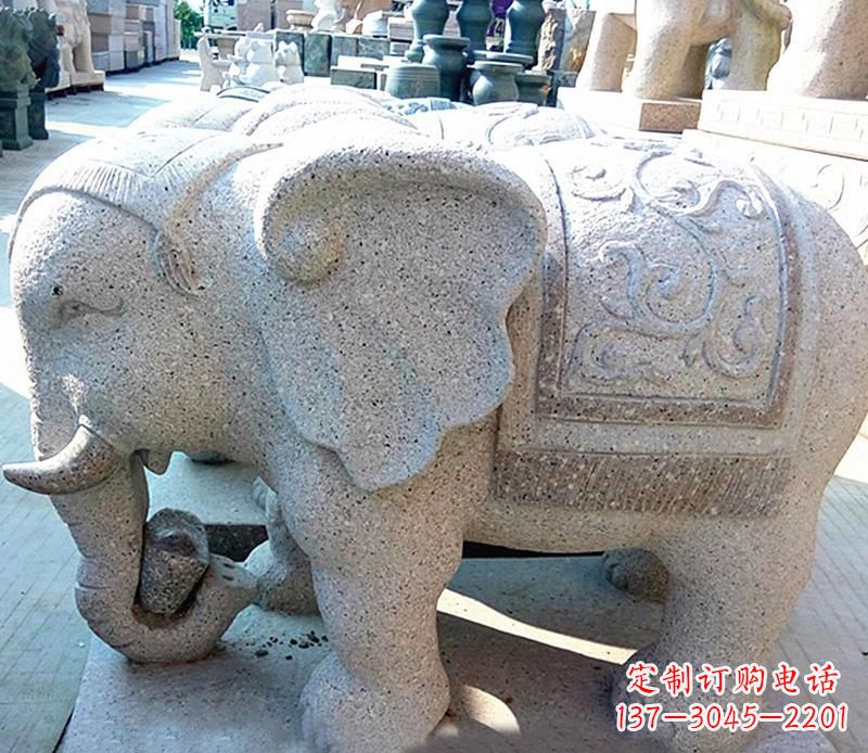 福建花岗岩元宝大象石雕,雕刻古典且充满质感