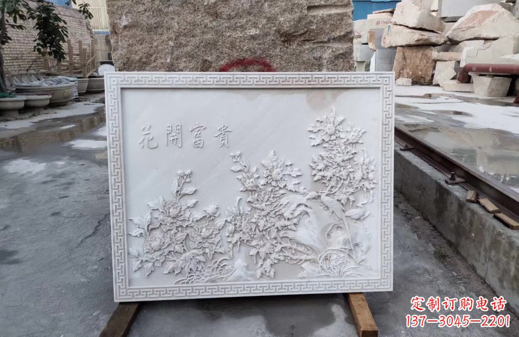福建花开富贵石雕影壁，让你独享完美的装饰艺术