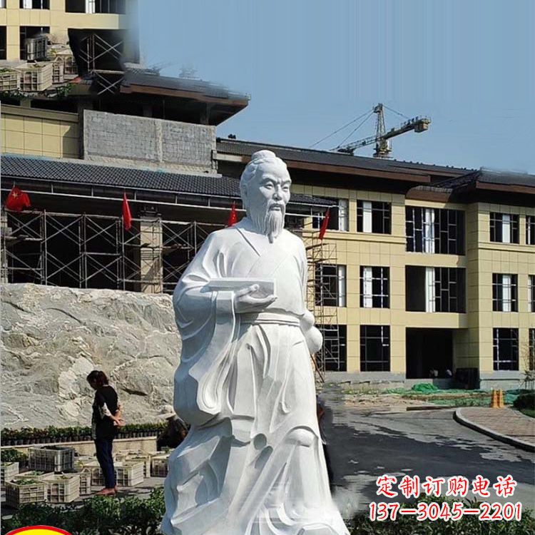 福建高雅精美的华佗白玉石雕像