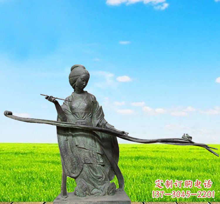 福建优雅迷人的古代美女铜雕