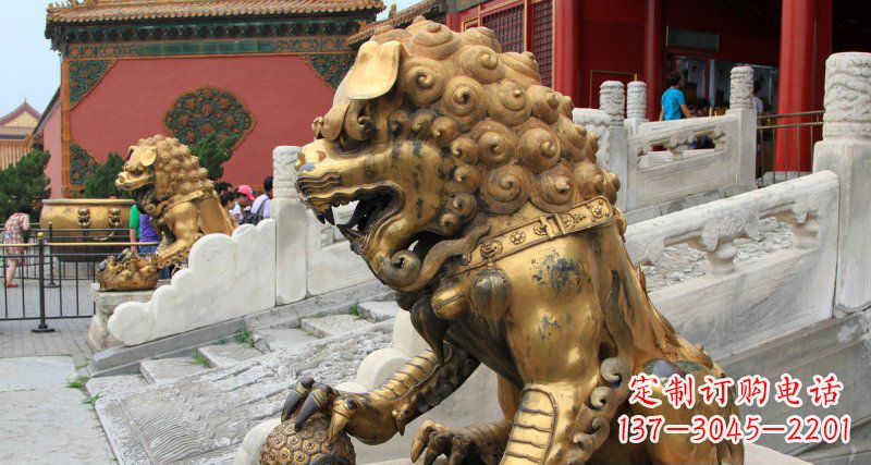 福建黄铜狮子故宫狮雕塑,高端定制艺术品