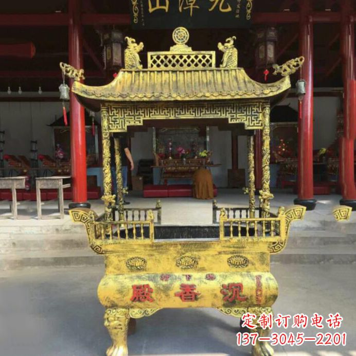 福建艺术之美,黄铜香炉雕塑
