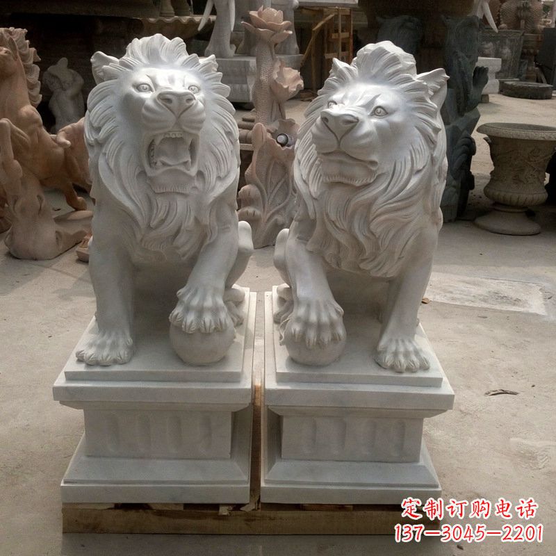 福建汇丰狮子石雕塑,装点商业场所的象征