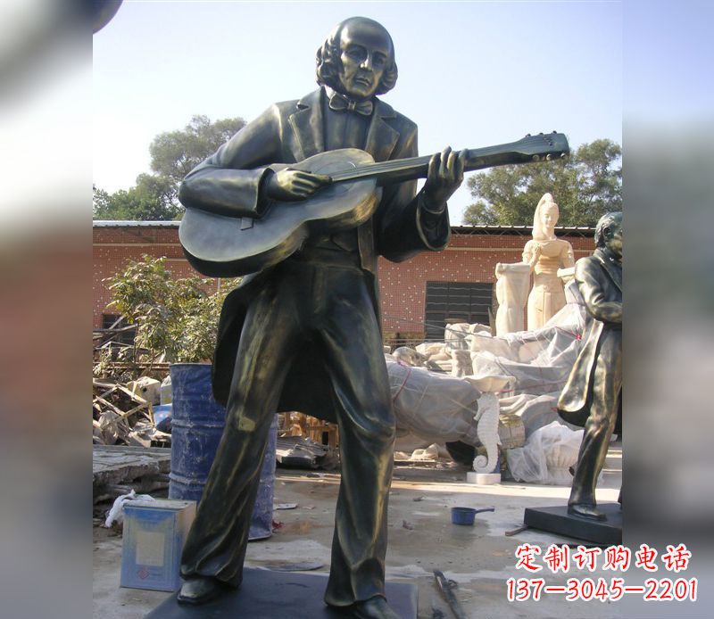 福建吉他演奏人物景观铜雕